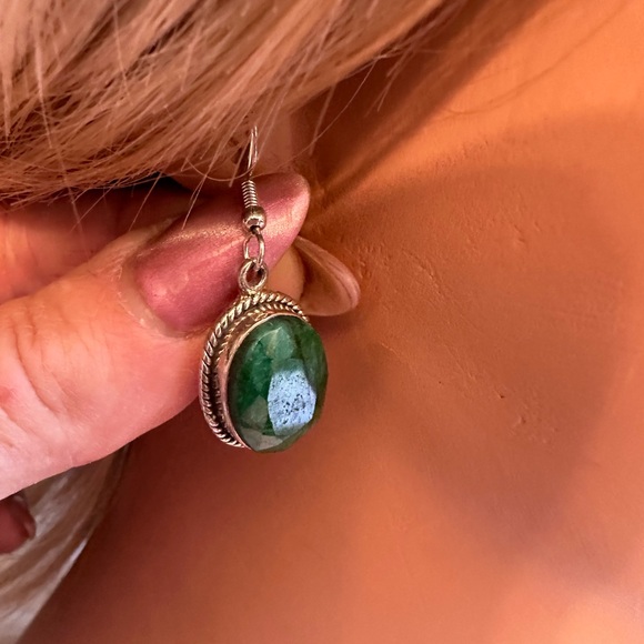 Malachite silver earrings - Picture 4 of 6